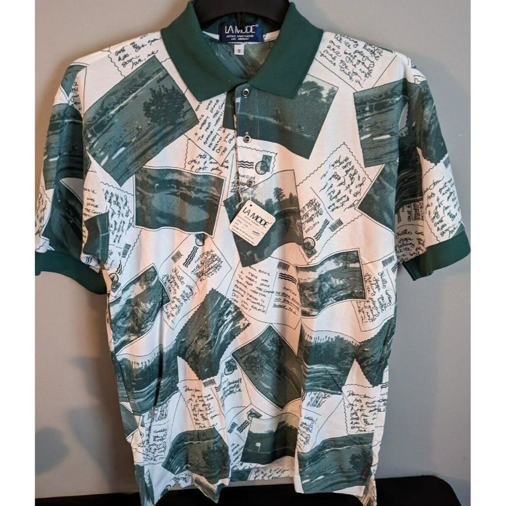 *🔥LA MODE Men's Active Sportswear Golf All Over Print Polo Shirt Size Small NWT